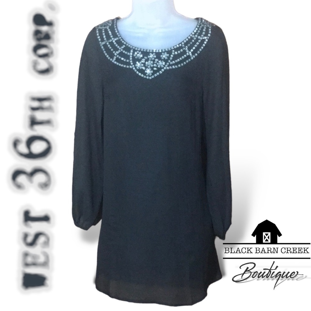 Women’s Black Jeweled Polyester Tunic
